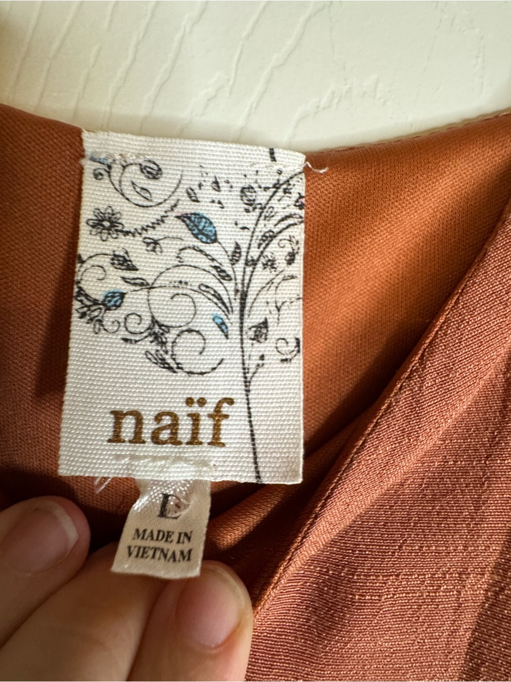 NAIF Rust Button-Front Midi Dress - Picture 3 of 4